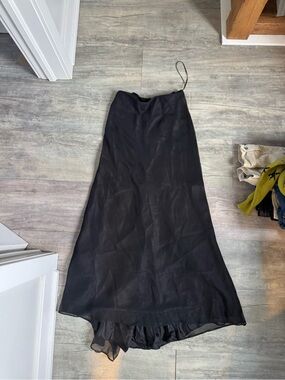 Scene Weaver Black Satin Maxi Skirt